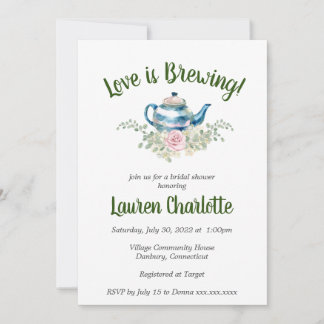 Love is Brewing | Bridal Baby Shower | Tea Party Invitation
