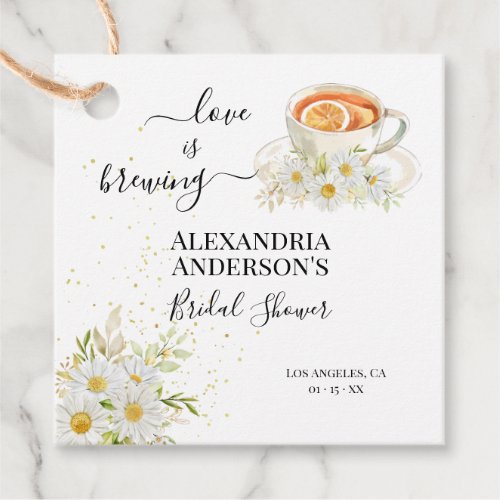 Love Is Brewing Bridal Shower Chrysanthemum Favor Tags