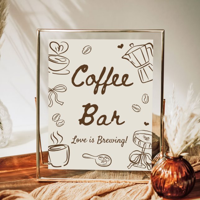 Love is Brewing Bridal Shower Coffee Bar Poster (Creator Uploaded)