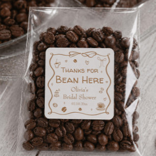 Love is Brewing Bridal Shower Coffee Beans Favor Square Sticker