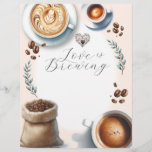 Love is Brewing Bridal Shower Coffee Flyer<br><div class="desc">Celebrate the bride-to-be with our charming "Love is Brewing" bridal shower flyer, featuring stunning watercolor illustrations of coffee, latte, espresso, and coffee beans. The warm, inviting hues and delicate details create a cozy and elegant ambiance, perfect for coffee lovers. Printed on premium paper, these high-quality flyers are customizable with your...</div>