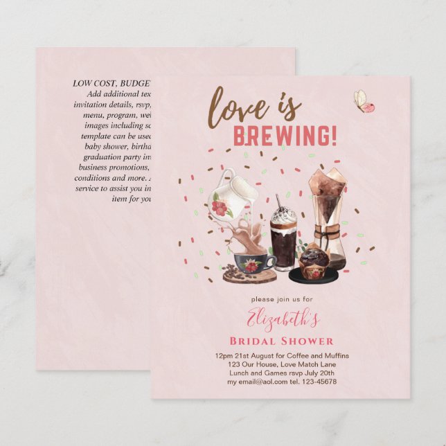 Love Is Brewing BRIDAL SHOWER Coffee Muffins INVIT (Front/Back)