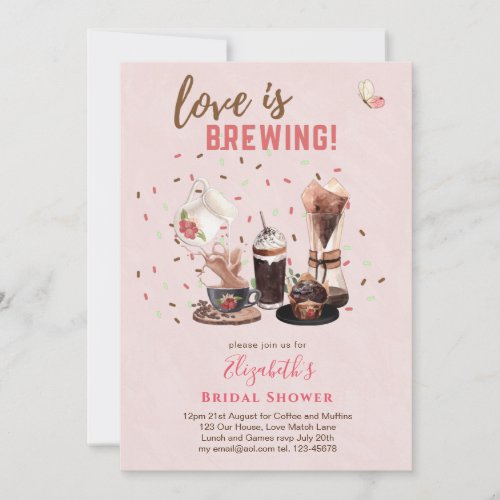 Love Is Brewing BRIDAL SHOWER Coffee Muffins INVIT Invitation