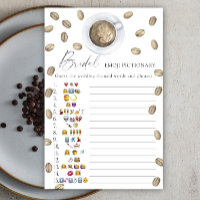 Love is brewing Bridal shower emoji pictionary