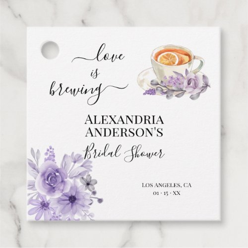 Love Is Brewing Bridal Shower Floral Orchid Favor  Favor Tags