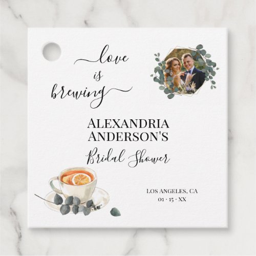 Love Is Brewing Bridal Shower Greenery Eucalyptus  Favor Tags