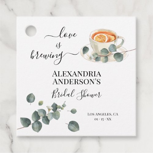 Love Is Brewing Bridal Shower Greenery Eucalyptus Favor Tags