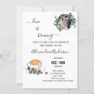 Love Is Brewing Bridal Shower Greenery Eucalyptus  Invitation