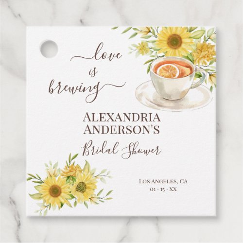 Love Is Brewing Bridal Shower Greenery Sunflower Favor Tags