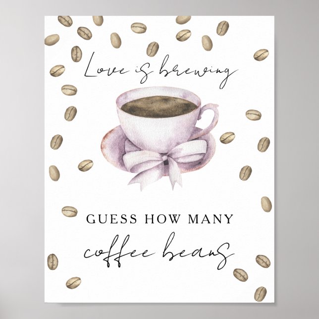 Love is brewing bridal shower How many coffee bean Poster (Front)
