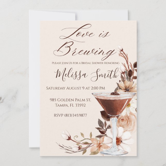 Love is Brewing Bridal Shower Invitation  (Front)