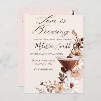 Love is Brewing Bridal Shower Invitation  Postcard