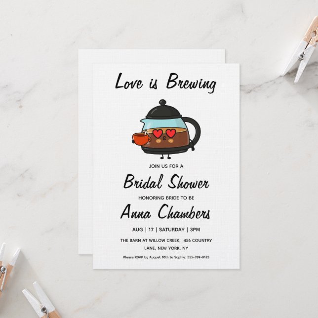 love is brewing bridal shower invitations (Front/Back In Situ)