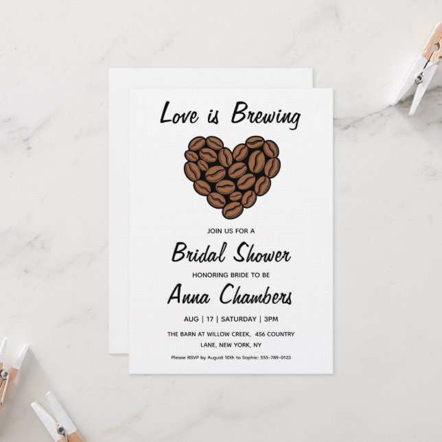 love is brewing bridal shower invitations (Front/Back In Situ)