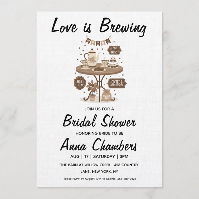 love is brewing bridal shower invitations (Front)