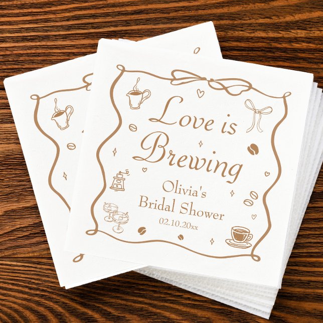 Love is Brewing Bridal Shower  Napkins (Creator Uploaded)