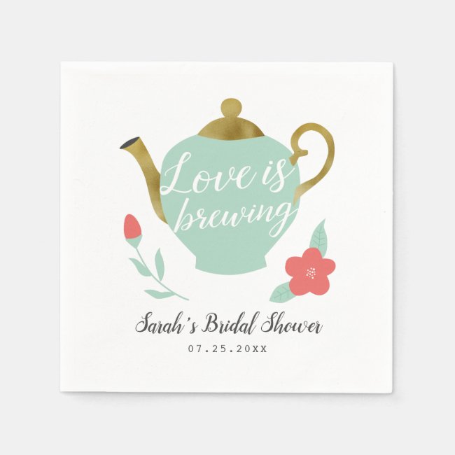 Love is Brewing Bridal Shower Napkins
