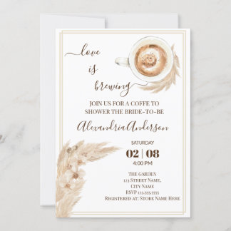 Love Is Brewing Bridal Shower Pampa Grass Invitati Invitation