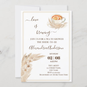 Love Is Brewing Bridal Shower Pampa Grass Invitation