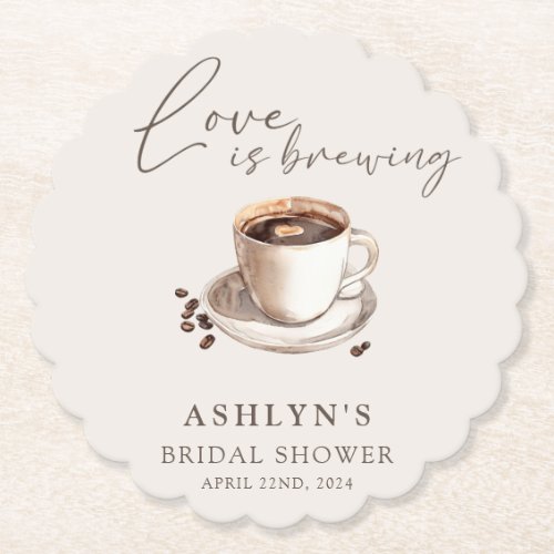 Love is Brewing Bridal Shower Paper Coasters