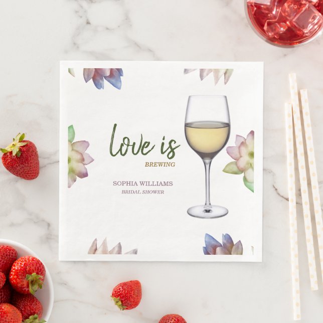 Love is brewing Bridal Shower Paper Dinner Napkins (Insitu)