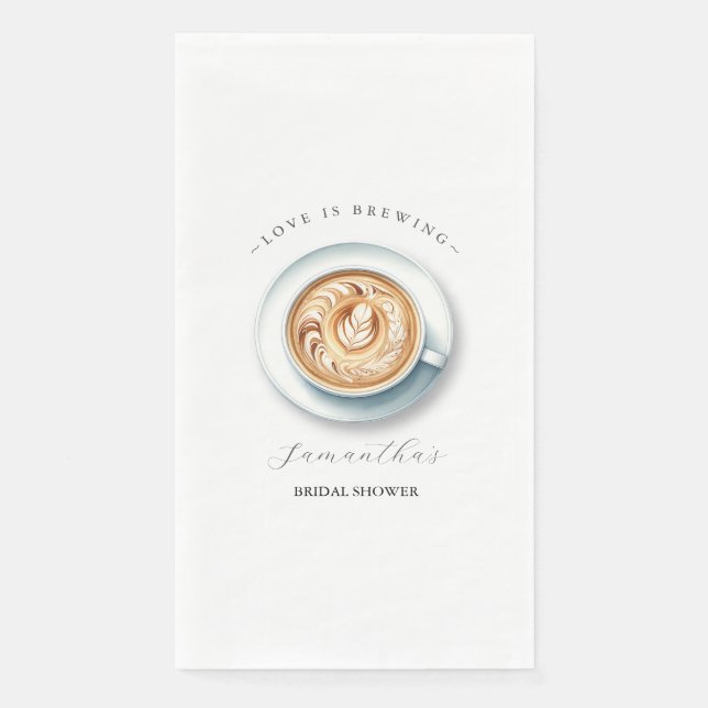 Love is Brewing Bridal Shower Paper Guest Towels (Front)