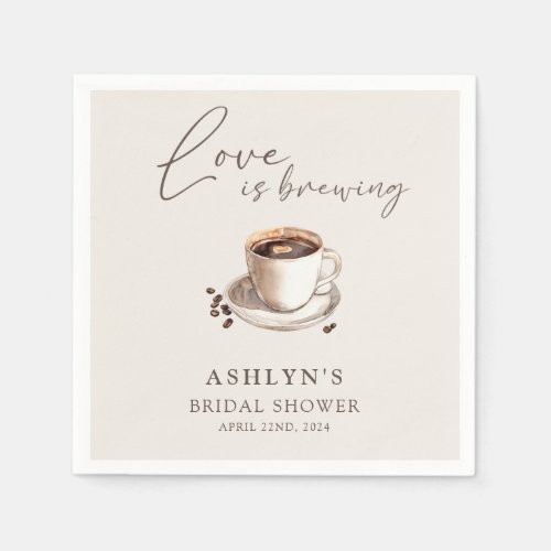 Love is Brewing Bridal Shower Paper Napkins