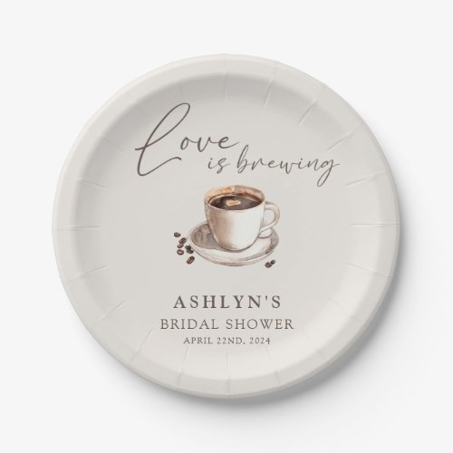 Love is Brewing Bridal Shower Paper Plates