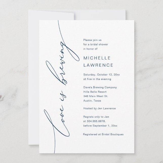 Love is Brewing, Bridal Shower Party Celebration Invitation (Front)