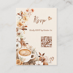 Love is Brewing Bridal Shower QR Code RSVP Enclosure Card