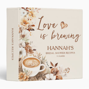 Love is Brewing Bridal Shower Recipe Book 3 Ring Binder