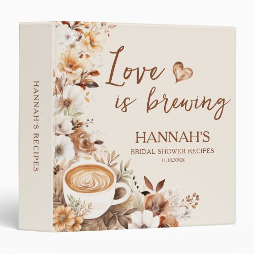 Love is Brewing Bridal Shower Recipe Book 3 Ring Binder
