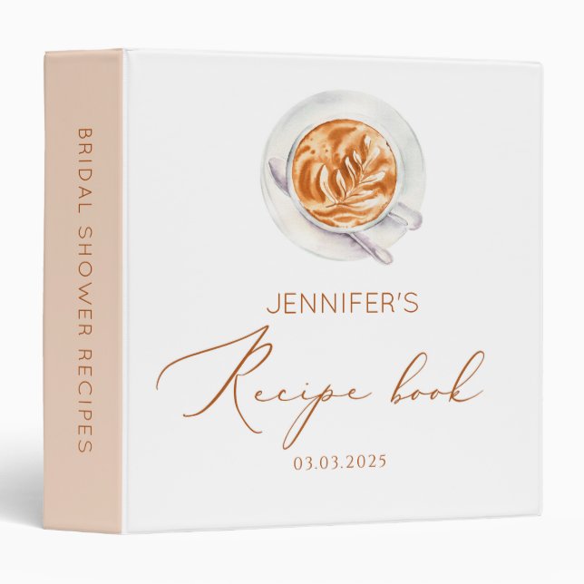 Love is brewing Bridal Shower Recipe book 3 Ring Binder (Front/Spine)