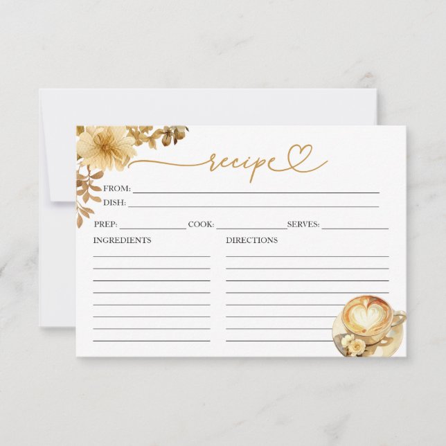 Love Is Brewing Bridal Shower Recipe Cards (Front)