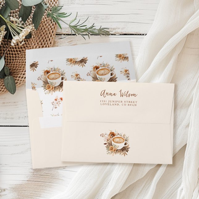 Love is Brewing Bridal Shower Return Address Envelope (Creator Uploaded)