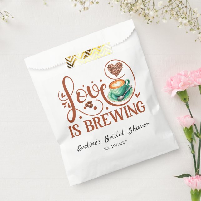 Love Is Brewing Bridal Shower Romantic Heart  Favor Bag (Sealed)