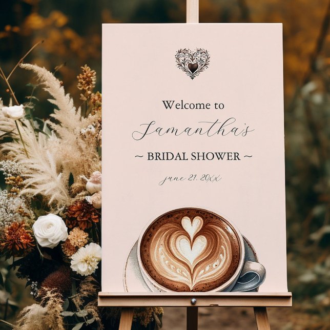 Love is Brewing Bridal Shower Simple Welcome Signs (Love is brewing coffee bridal shower sign by Victoria Grigaliunas of Do Tell A Belle)