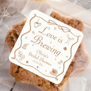 Love is Brewing Bridal Shower Square Sticker