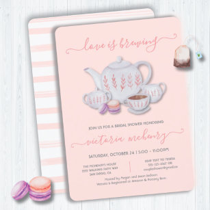 Love is brewing Bridal Shower Tea & Cookies Invita Invitation