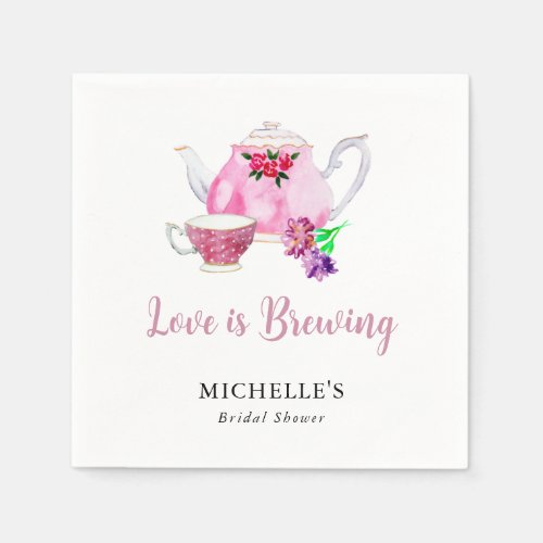 Love is Brewing Bridal Shower Tea Party  Napkins