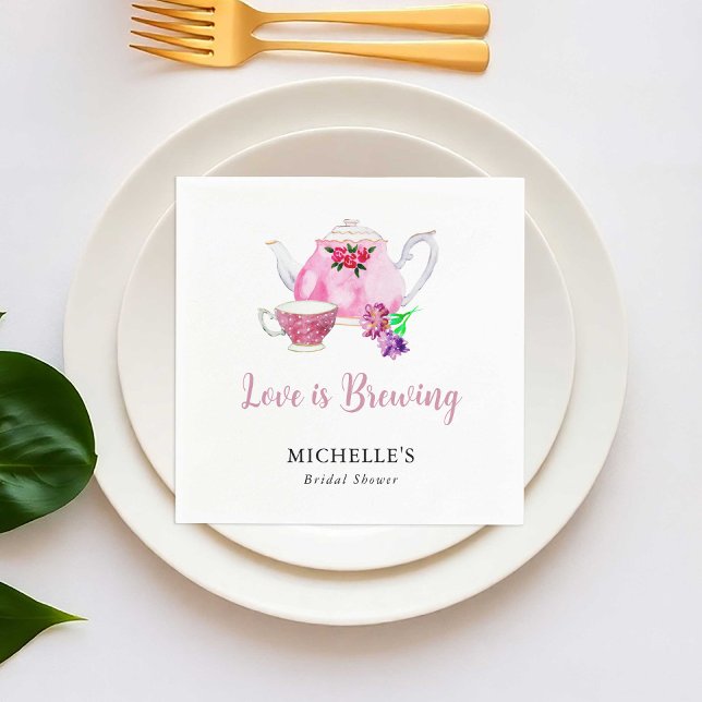 Love is Brewing Bridal Shower Tea Party  Napkins (Creator Uploaded)