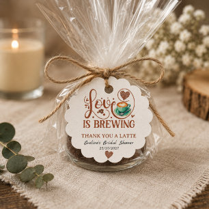 Love Is Brewing Bridal Shower Terracotta Coffee Favor Tags