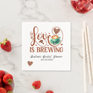 Love Is Brewing Bridal Shower Terracotta Coffee  Napkins