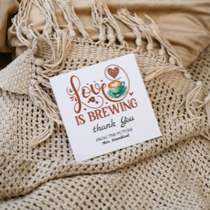 Love Is Brewing Bridal Shower Terracotta Coffee  Thank You Card