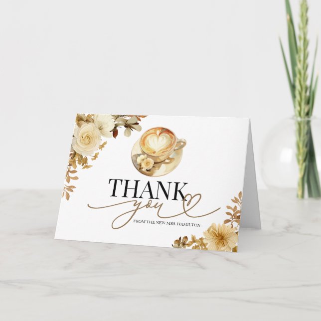 Love Is Brewing Bridal Shower Thank You Card (Front)