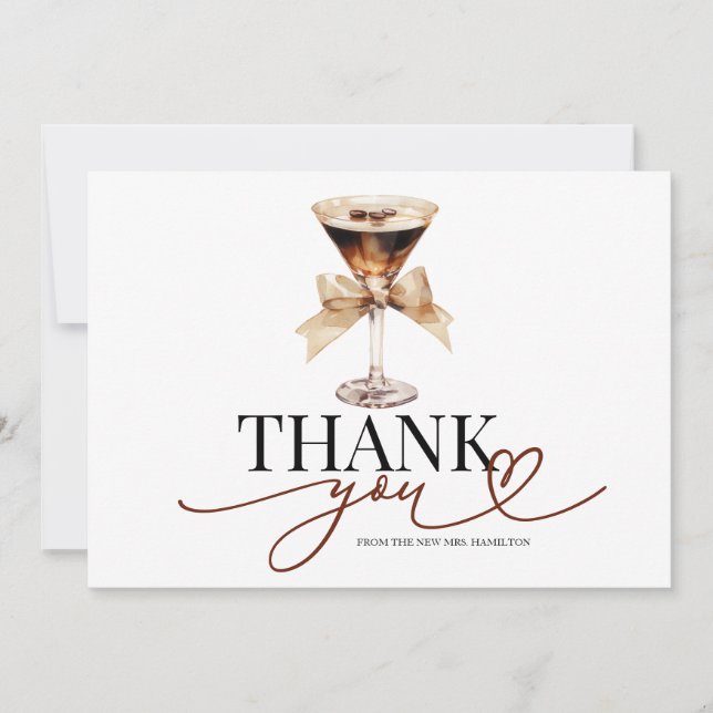 Love Is Brewing Bridal Shower Thank You Card (Front)