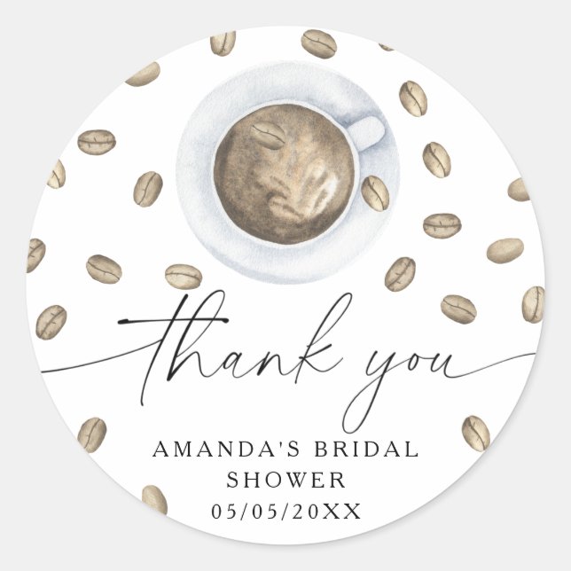 Love is brewing Bridal shower Thank you Classic Round Sticker (Front)