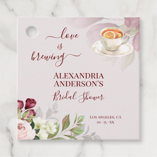 Love Is Brewing Bridal Shower Watercolor Floral Fa Favor Tags