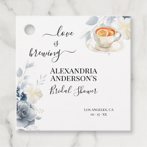 Love Is Brewing Bridal Shower Watercolor Floral Favor Tags