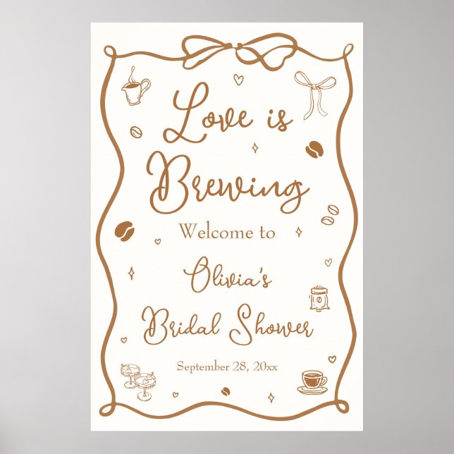 Love is Brewing Bridal Shower Welcome  Poster (Front)